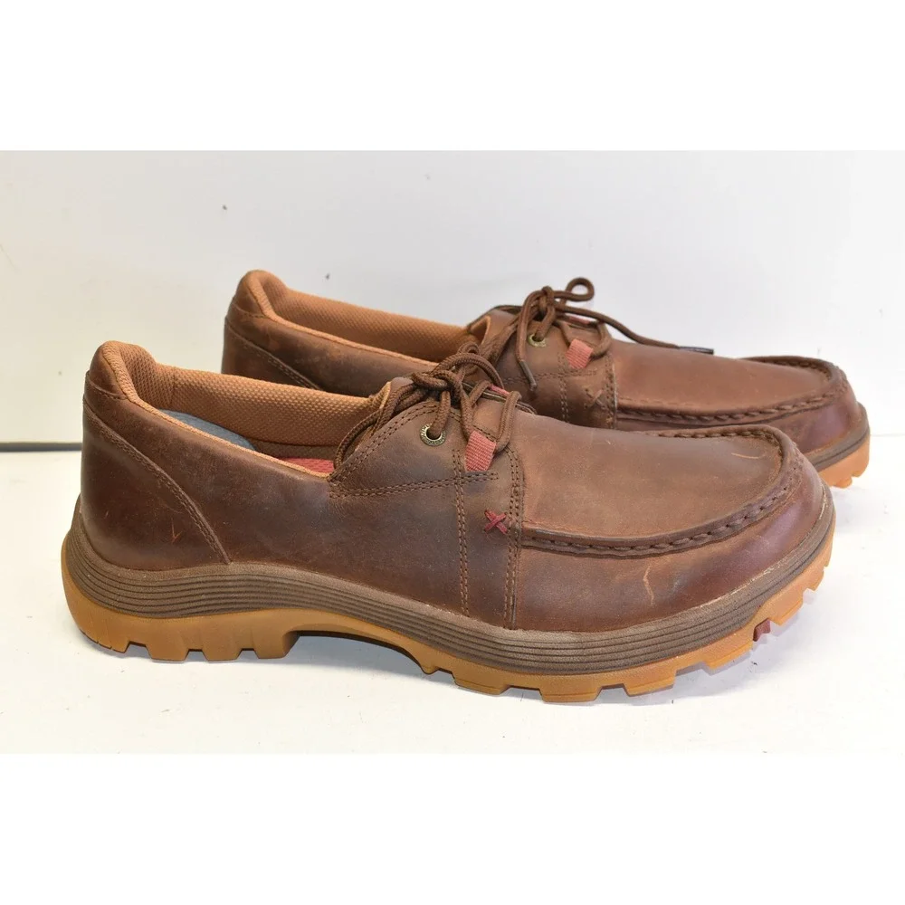 Twisted X Leather Driving Mocs Brown Men 10.5 Lug Soles Boat Shoes Casual NWOT